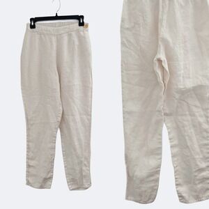FLAX Linen Pants Size S P Beige Elastic Waist Pull On Casual Trousers